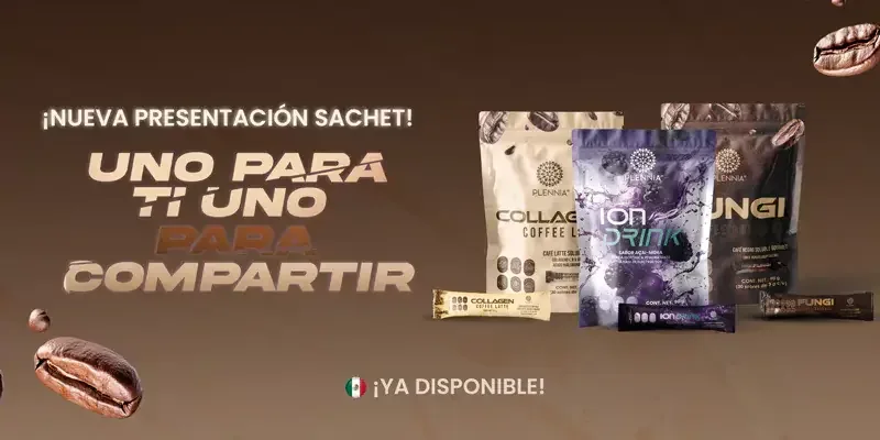 Nueva presentación en sachet de Collagen, ION y Fungi: uno para ti, uno para compartir. Ya disponible.