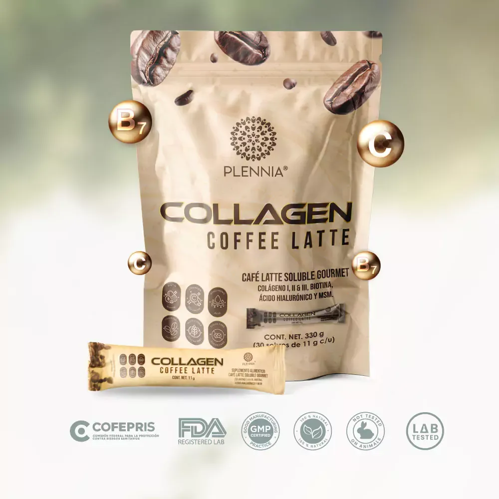 Collagen Coffee Latte con sellos de calidad